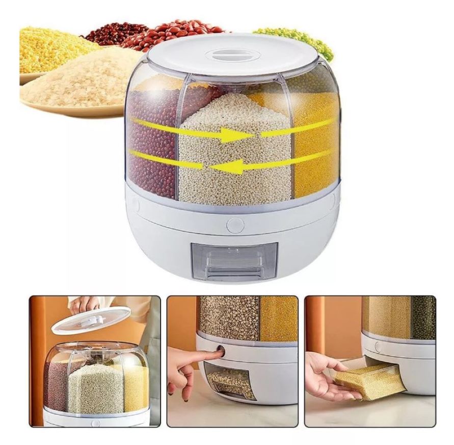Dispensador de Granos Giratorio 360° – Orden y Estilo en tu Cocina 🍚🔄